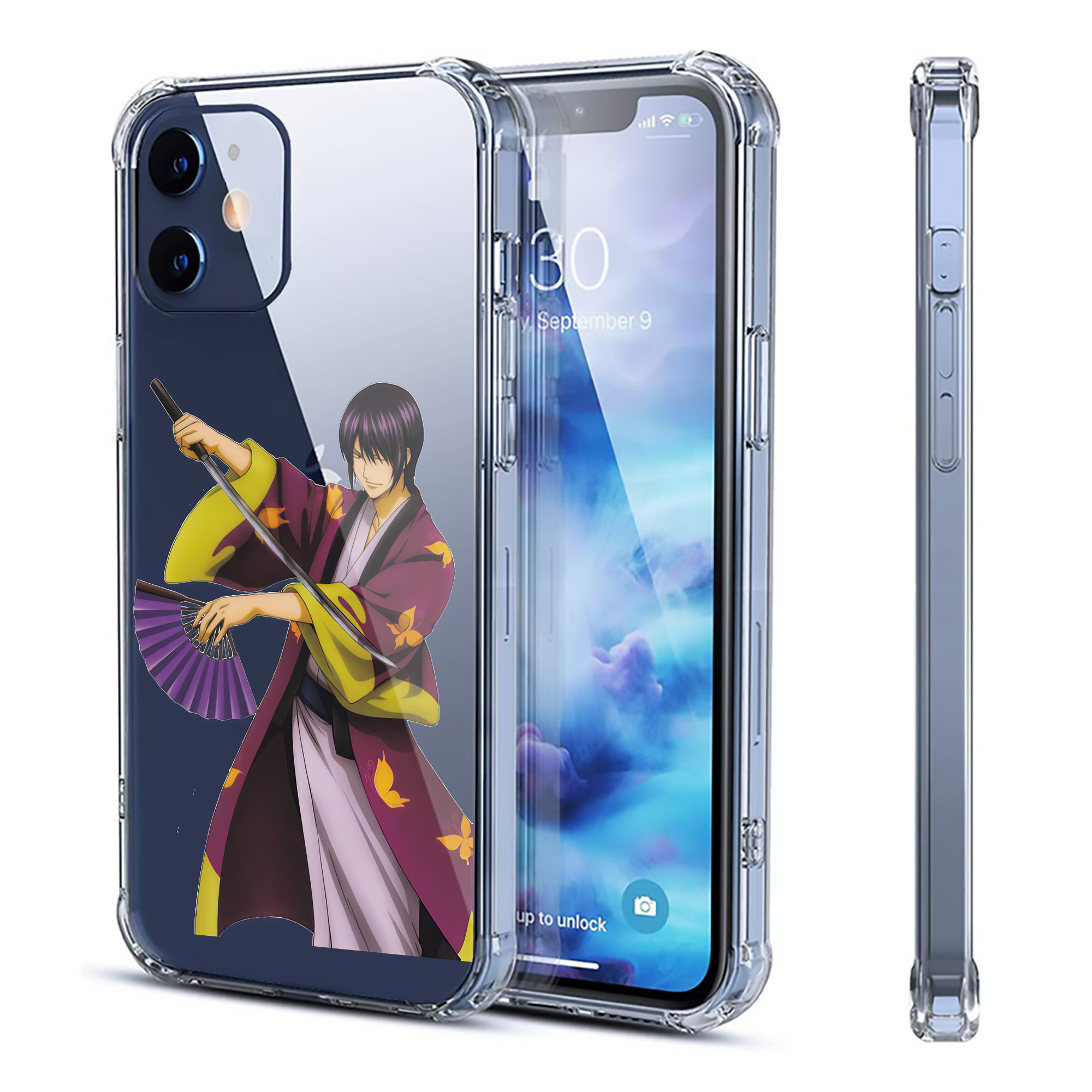 （画像用） ぎんたま 坂田銀時（さかたぎんとき） 神楽 志村新八（しむら しんぱち） GINTAMA Sakata Gintoki Kagura Shimura Shinpachi 【iPhone 12シリーズ対応】透明スマホケース（クリアソフトケース）